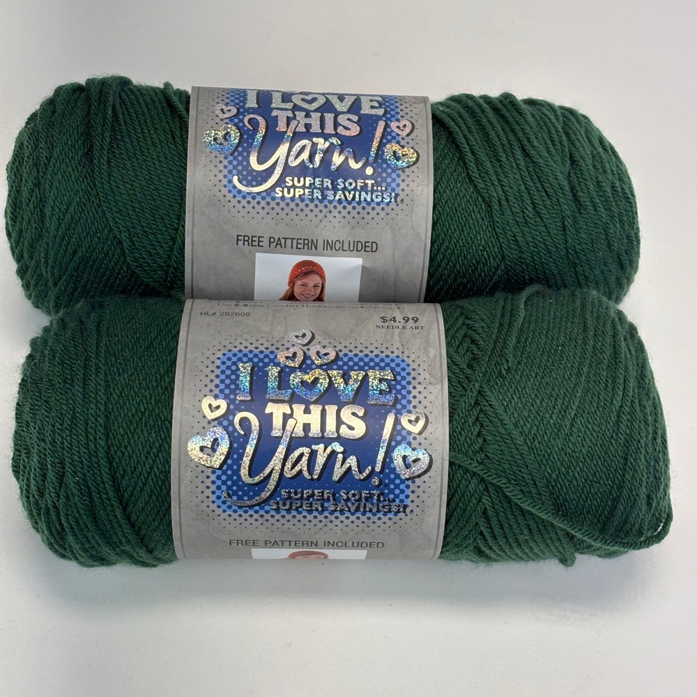 Hobby Lobby I Love This Yarn 2 Skeins Forest Green 7oz 355yd Acrylic Medium 4
